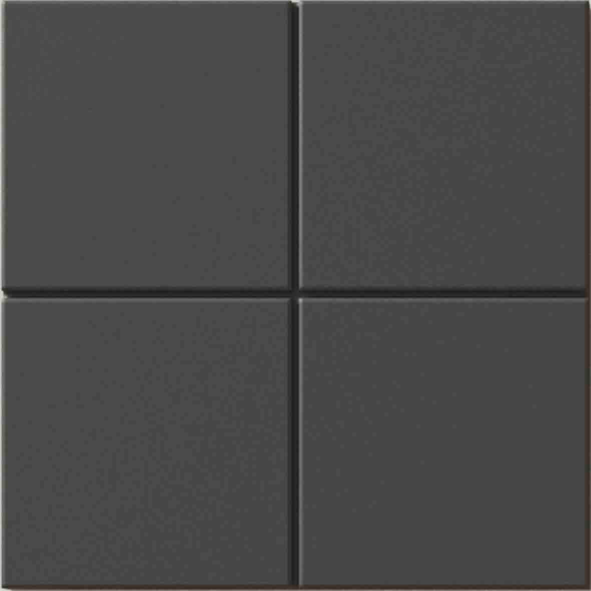 WOW Raster Grid M Fliese in Basalt, quadratische Keramikfliese mit mittlerem Rasterrelief und matter Oberfläche in handgemachter Optik für moderne Wand- und Bodenflächen mit dunkler, geometrischer Struktur.