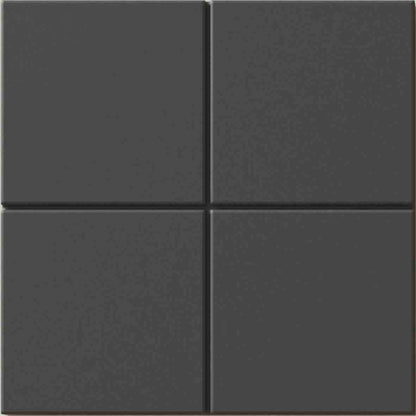 WOW Raster Grid M Fliese in Basalt, quadratische Keramikfliese mit mittlerem Rasterrelief und matter Oberfläche in handgemachter Optik für moderne Wand- und Bodenflächen mit dunkler, geometrischer Struktur.