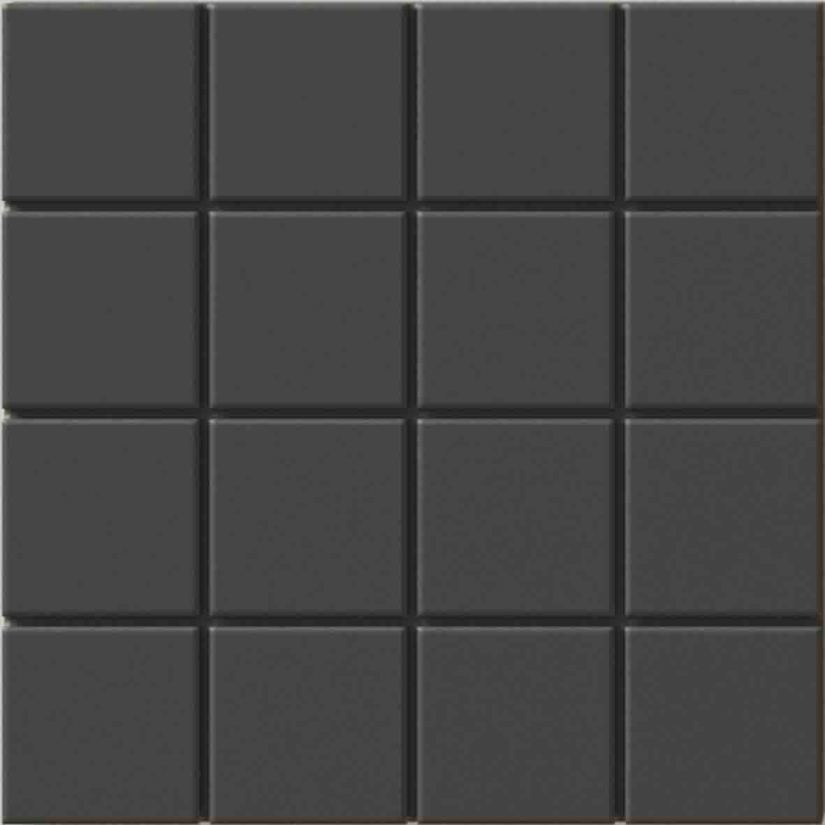 WOW Raster Grid S Fliese in Basalt, quadratische Keramikfliese mit geometrischem Rasterrelief und matter Oberfläche in handgemachter Optik für moderne Wand- und Bodenflächen mit klarer, architekt
