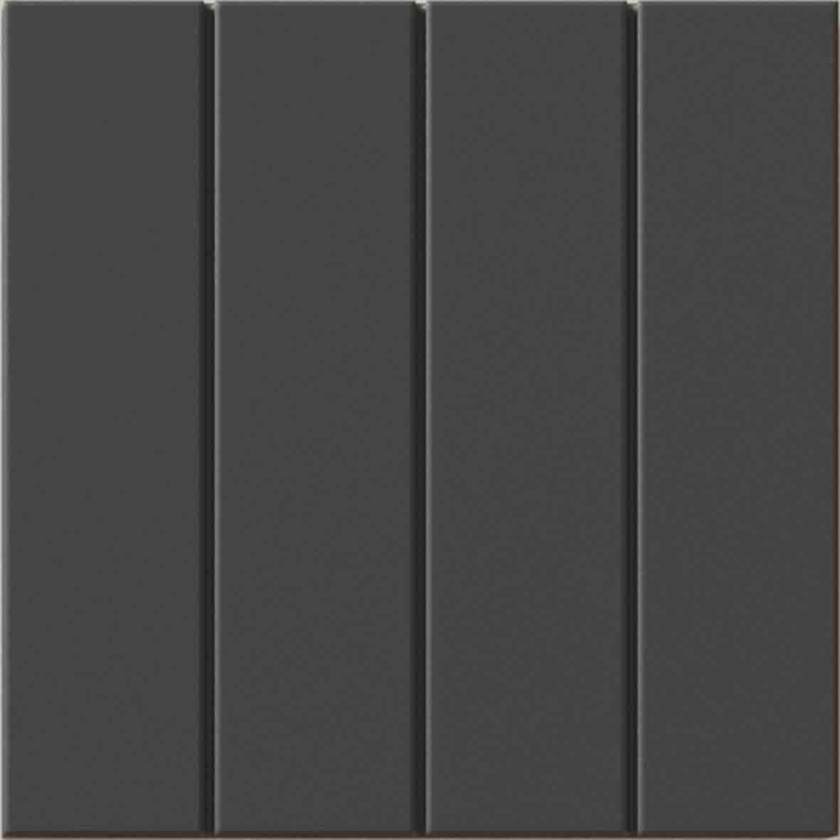 WOW Raster Lines M Fliese in Basalt, quadratische Keramikfliese mit vertikalem Linienrelief und matter Oberfläche in handgemachter Optik für moderne Wand- und Bodenflächen mit dunkler, architektonischer Struktur.