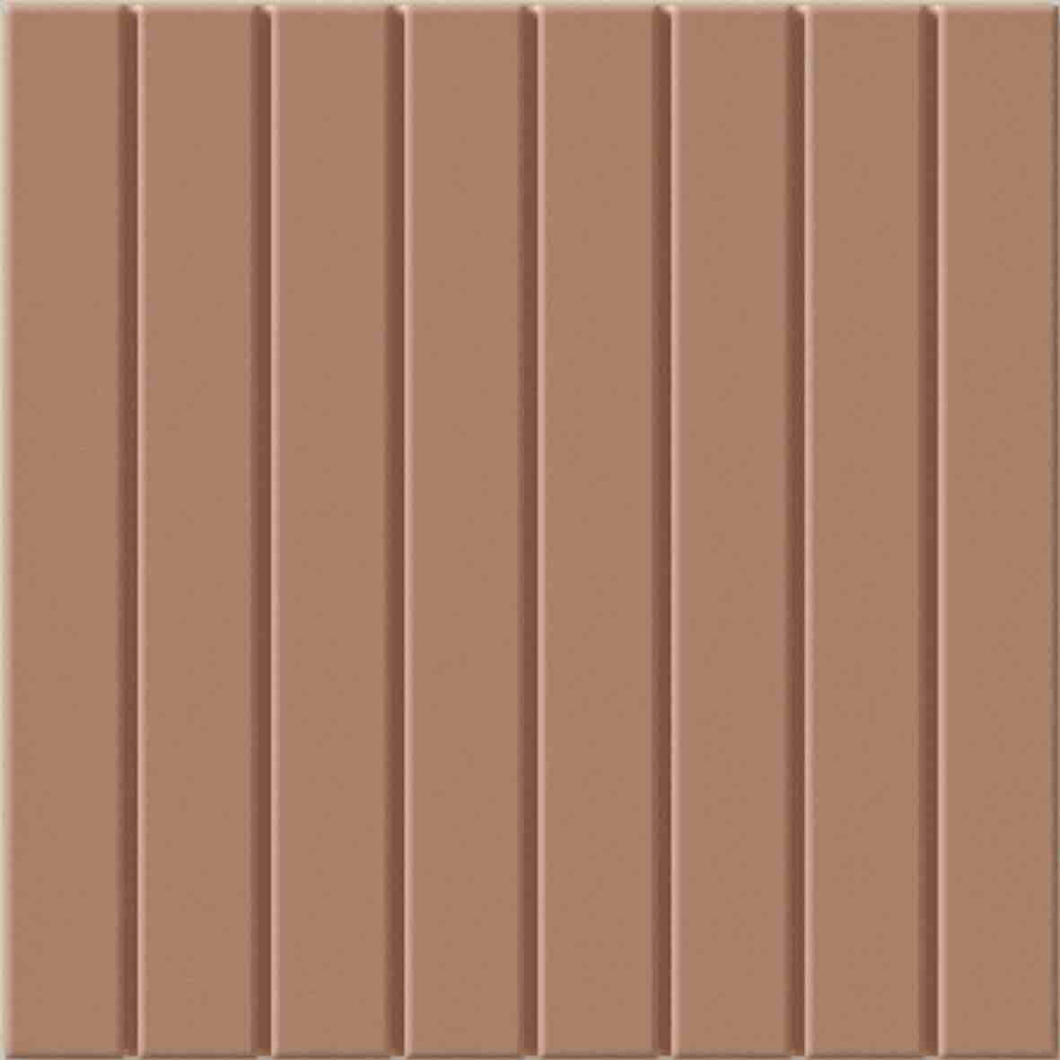 WOW Raster Lines S Fliese in Mud, quadratische Keramikfliese mit vertikalem Linienrelief und matter Oberfläche in handgemachter Optik für moderne Wand- und Bodenflächen mit warmer, architektonischer Struktur.