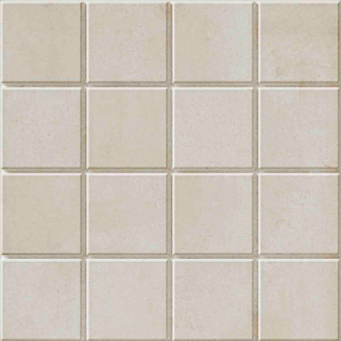 WOW Raster Grid S Fliese in Off White, quadratische Keramikfliese mit feinem Rasterrelief und matter Oberfläche in handgemachter Optik für moderne Wand- und Bodenflächen mit ruhiger, geometrischer Struktur.