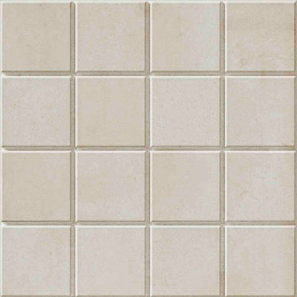 WOW Raster Grid S Fliese in Off White, quadratische Keramikfliese mit feinem Rasterrelief und matter Oberfläche in handgemachter Optik für moderne Wand- und Bodenflächen mit ruhiger, geometrischer Struktur.